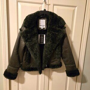 NVLT Shearling Cropped Biker Jacket | Cropped winter jacket / Coat NWT Medium